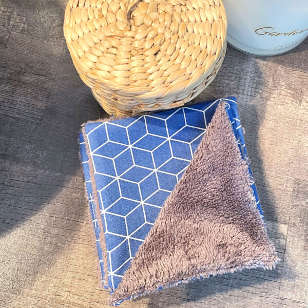 Lot de 8 cotons lavables imprimé géométrique bleu – Image 2